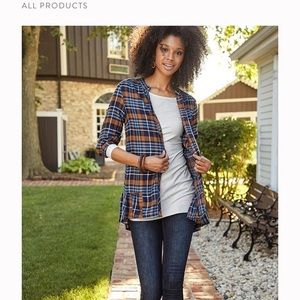 MATILDA JANE General Store Tunic- Blue and gold plaid